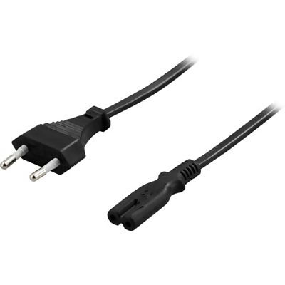 DELTACO Strömkabel C7 Rak CEE 7/16 till 2-pin Svart 5 m