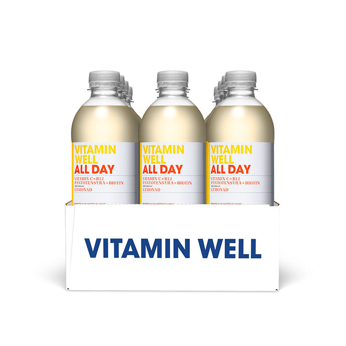 12 x Vitamin Well, 500ml, All Day Lemonad