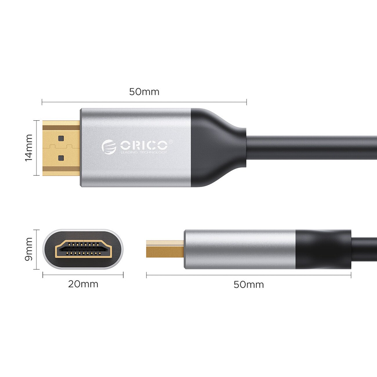 Orico H4Y1 HDMI 2.0 4K 60 Hz HDMI-kabel 1,5 m – svart, bild 2