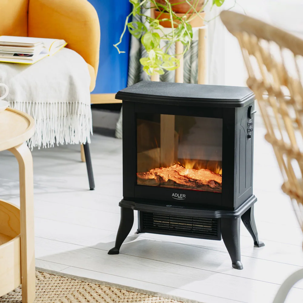 Elektrisk kamin med 3D-flameffekt och två värmelägen 1000/1800 W