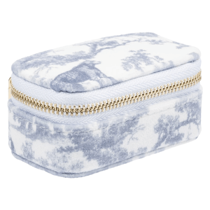 DARK Velvet Jewellery Box Micro Country Blue Savannah Pattern