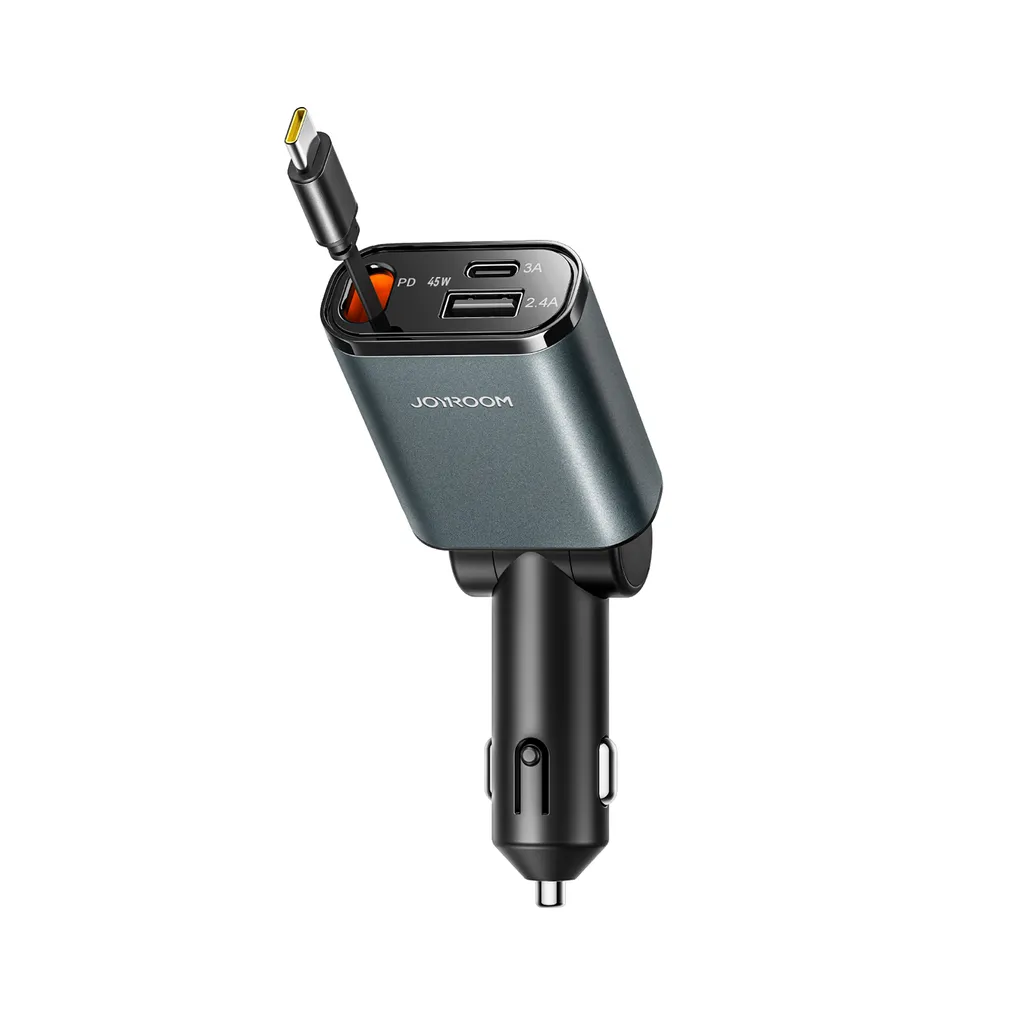 Joyroom JR-CL22A 3-i-1 billaddare 60W med utdragbar USB-C-kabel