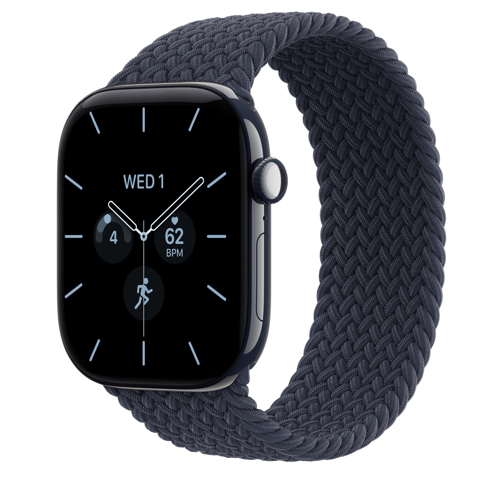 Apple Watch Series 12 (GPS + Cellular) • Keramikboett nattblå, 46 mm • Flätad sololoop marinblå
