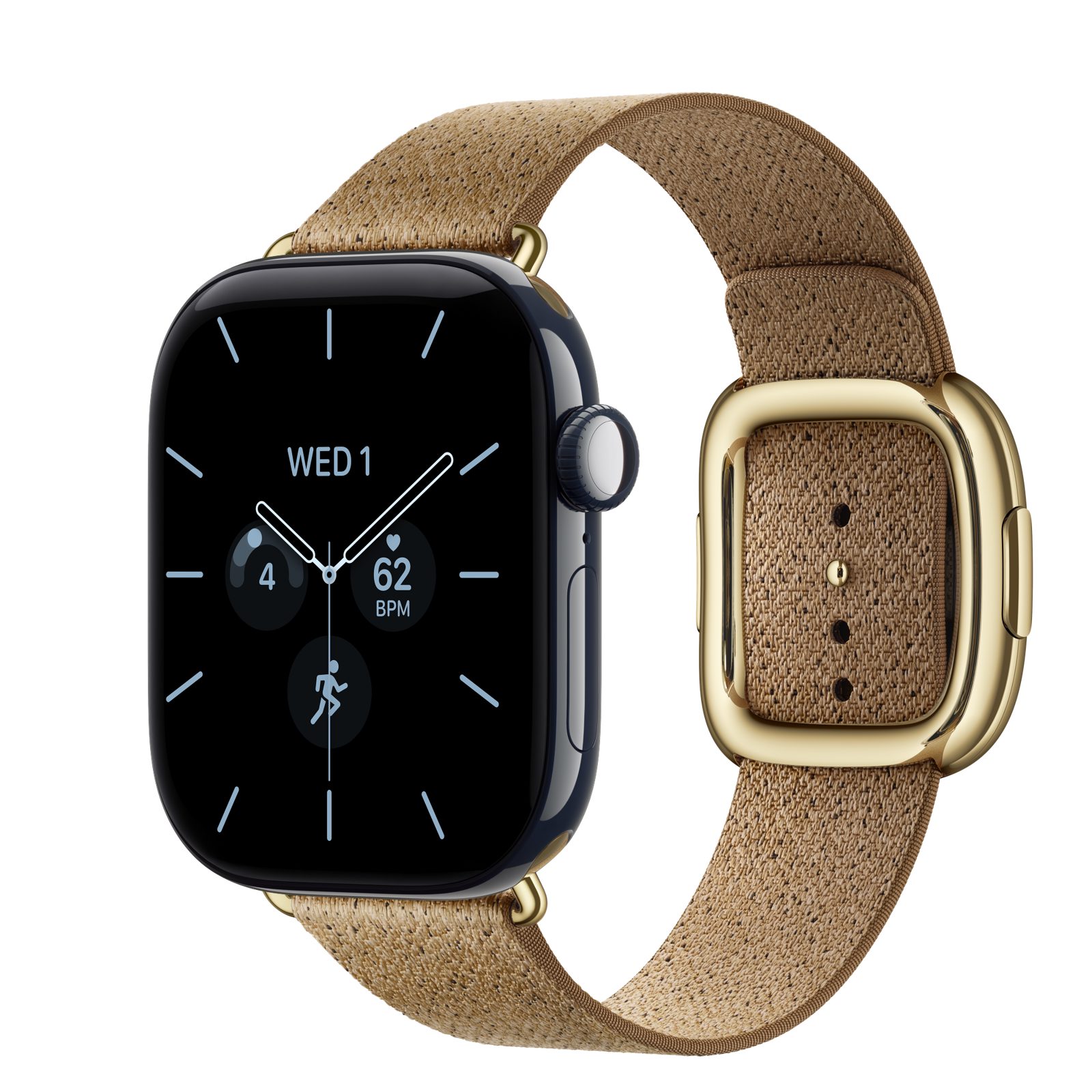 Apple Watch Series 12 (GPS + Cellular) • Keramikboett nattblå, 42 mm • Modernt spänne kamelbrun