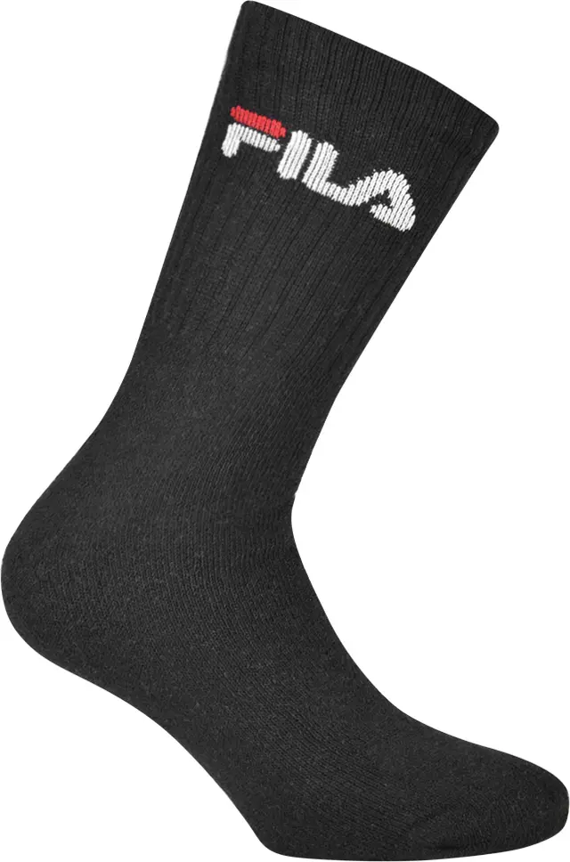 FILA Tennis Crew Logo tennisstrumpor 3pk (39-42, svart)