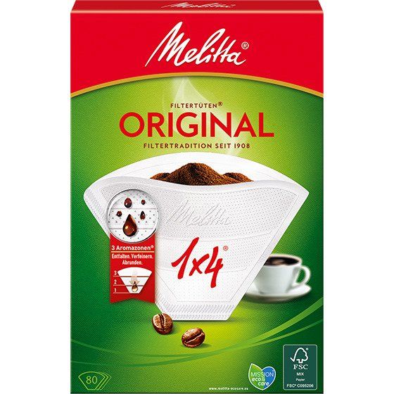 Melitta MEL6658090 Blekta kaffefilter 1X4 80 st