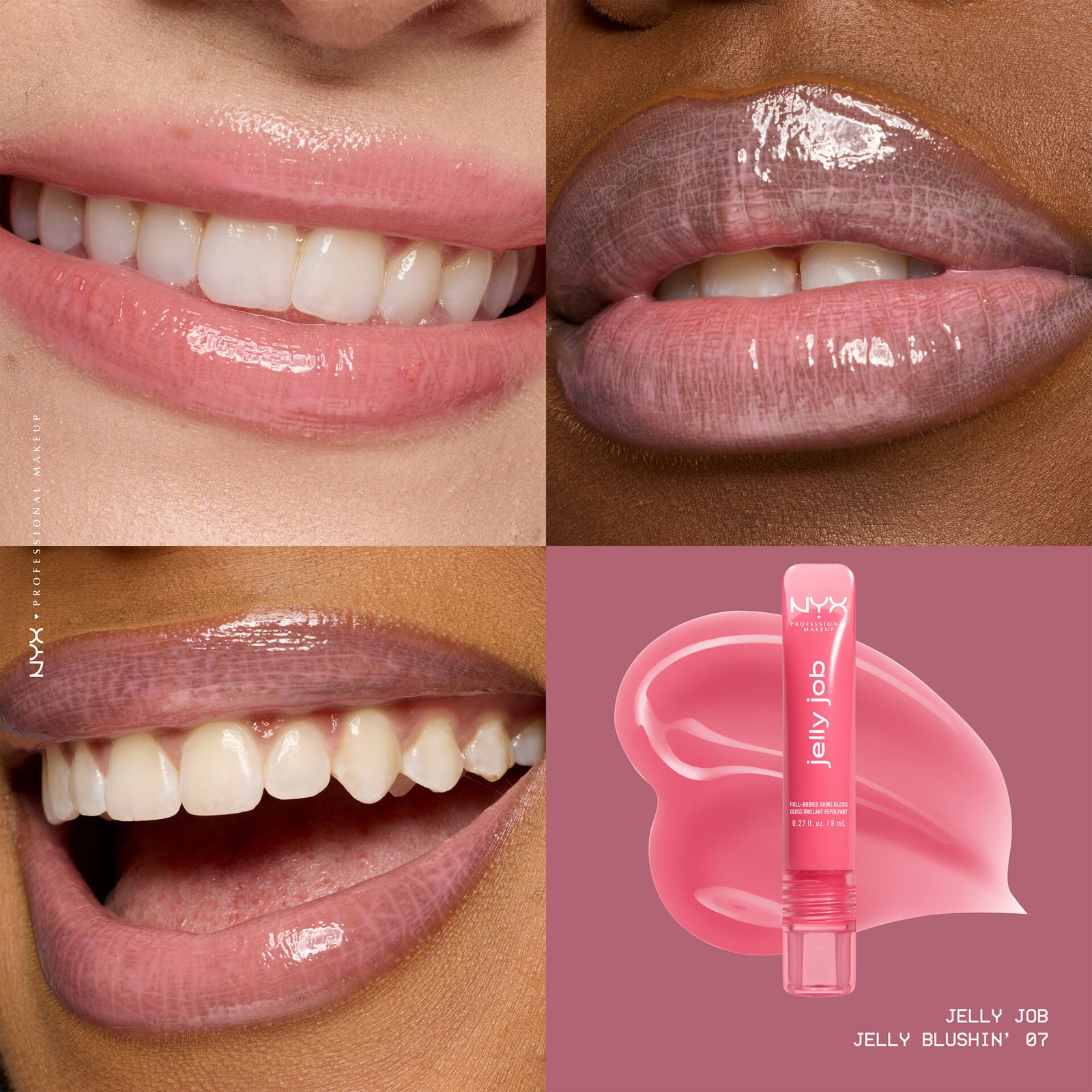 NYX PROFESSIONAL MAKEUP Jelly Job Lip gloss 07 Jelly Blushin, bild 3