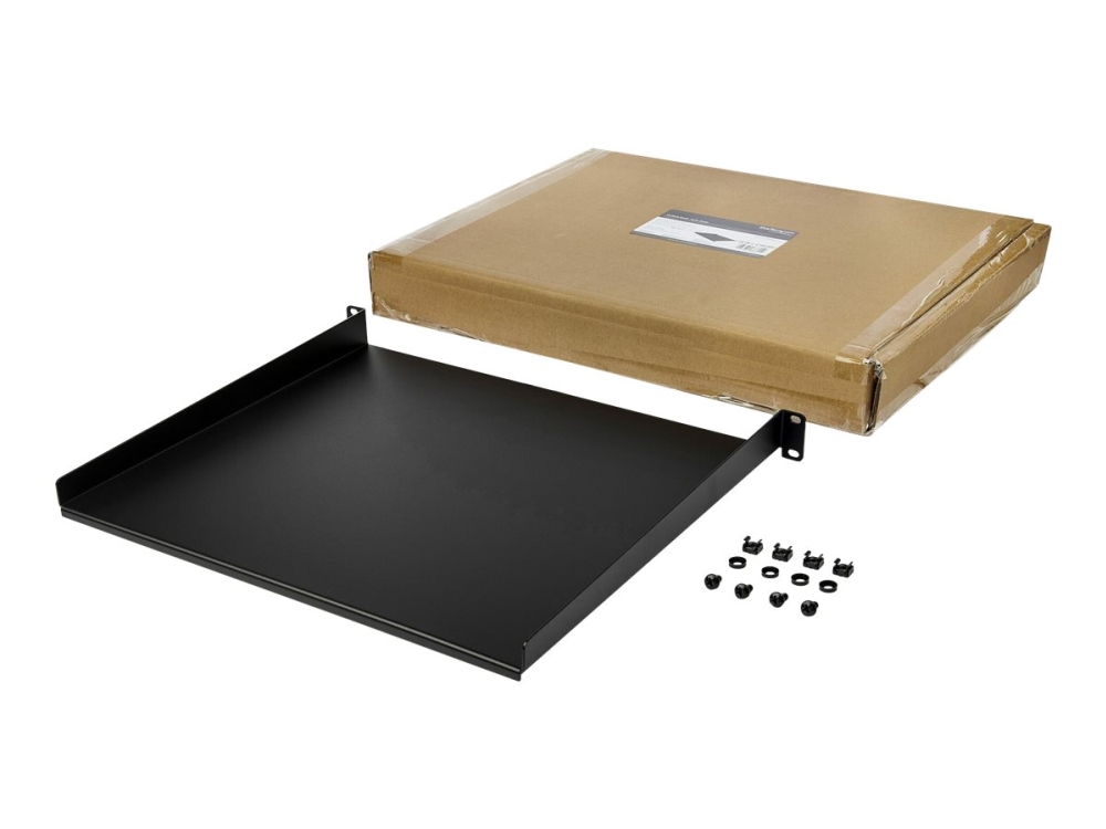 StarTech.com 1U serverrackhylla - Universell fribärande serverhylla med rackfäste för 19-tums nätverksutrustning i rack och skåp - Kraftigt stål - Viktkapacitet 20 kg - 41 cm djupt fack, svart - Hylla för rack - svart - 1U - 16 - för P/N: CABSHELF116V, RK1536BKF, RK1833BKM, RK1836BKF