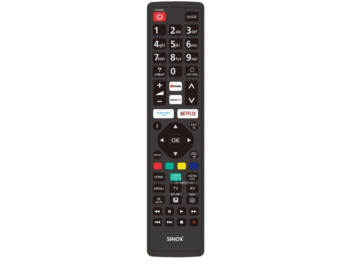 Sinox fjärrkontroll för Panasonic, TV, RF Trådlös, Tryckknappar, Svart