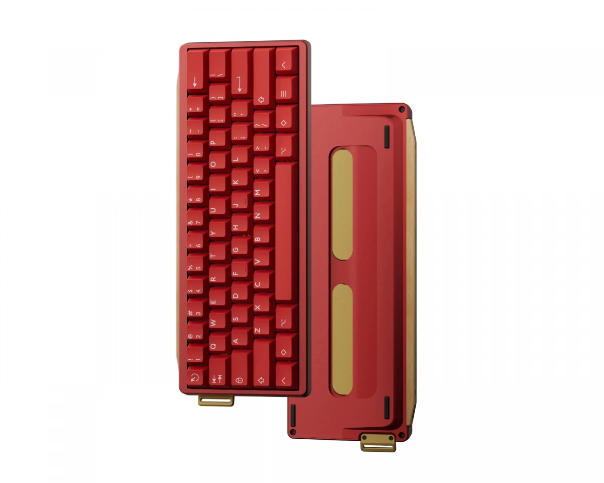 KBDfans GT-60 - Anodized Red with Maple Strip