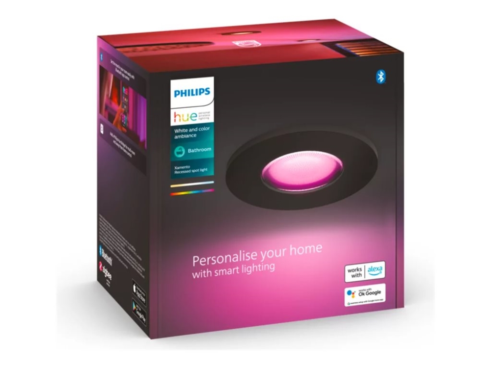 Philips Hue White and Color Ambiance Xamento - Infälld spotlight - LED-spotlight - GU10 - 5.7 W - 2000-6500 K - svart - för Hue Bridge, Bridge 2.0
