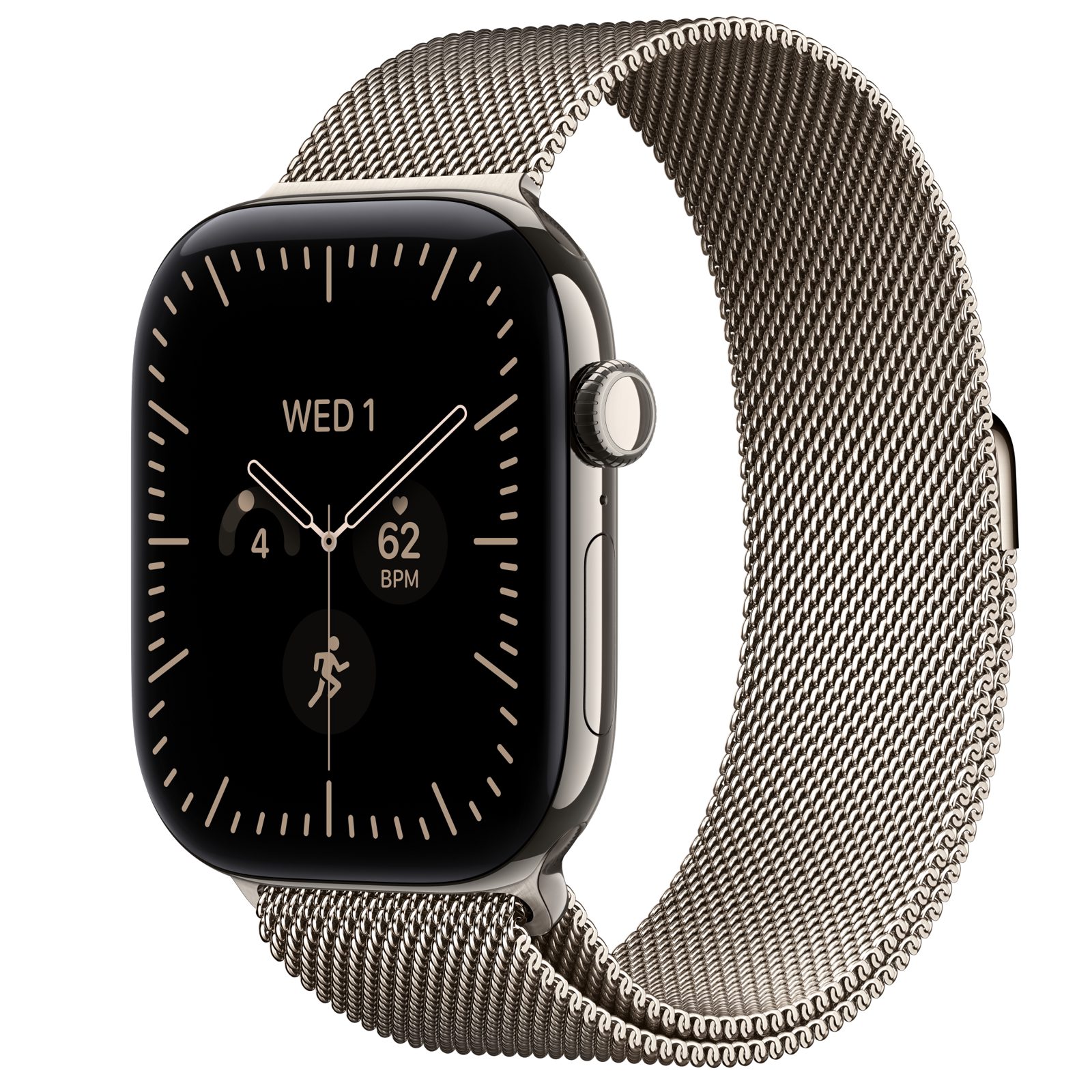 Apple Watch Series 12 GPS + Cellular 46 mm naturlig titan, naturlig Milanesisk loop - S/M