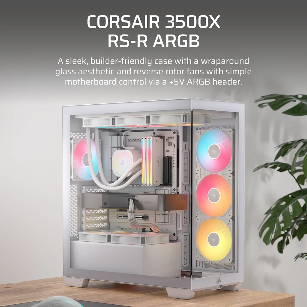 Corsair 3500X RS-R ARGB härdat glas PC-chassi (vit), bild 3