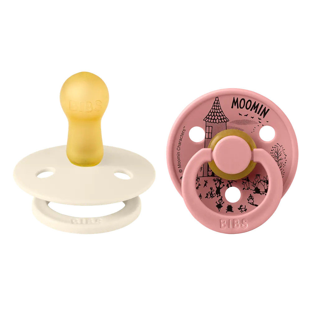 BIBS x Moomins Pacifier Colour Little My 2-pack Latex Size 2 Ivory/Dusty Pink, bild 3