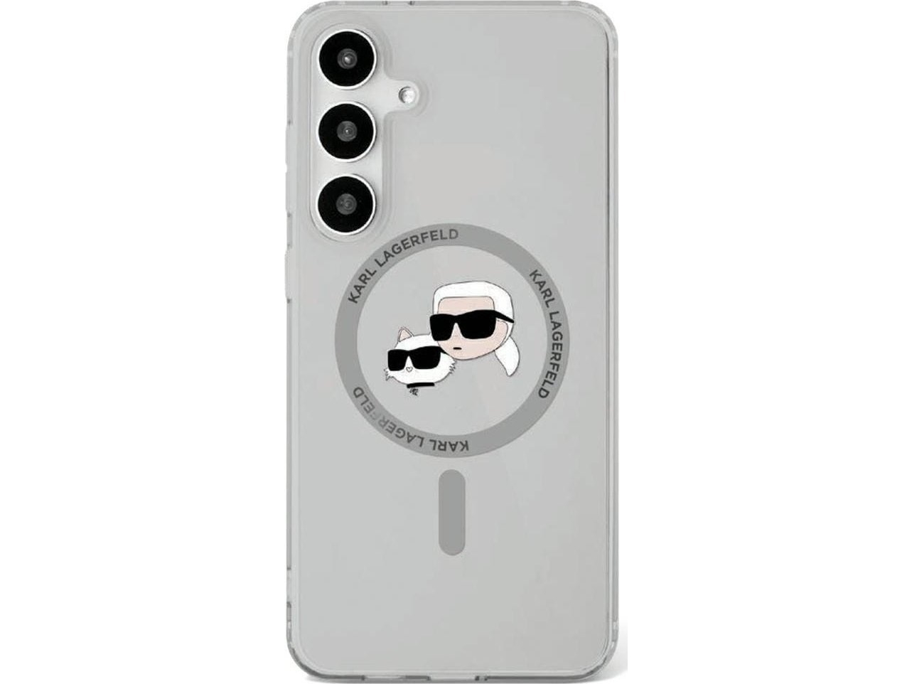 Karl Lagerfeld Button Karl & Choupette Heads Tryckt Logo MagSafe fodral Samsung Galaxy S25 Plus svart
