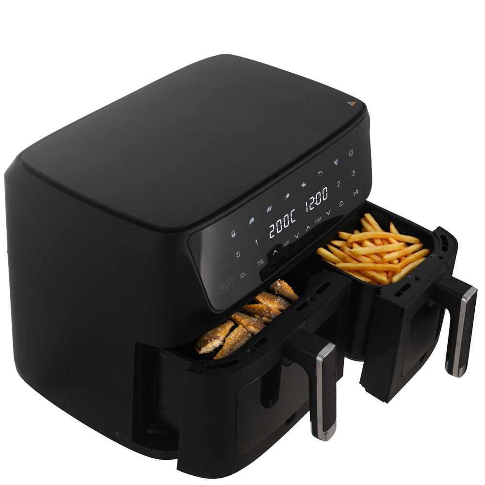 Adler Dual Air Fryer 6,5 l + 4,5 l / Dubbel airfryer / Varmluftsfritös med två korgar, bild 4