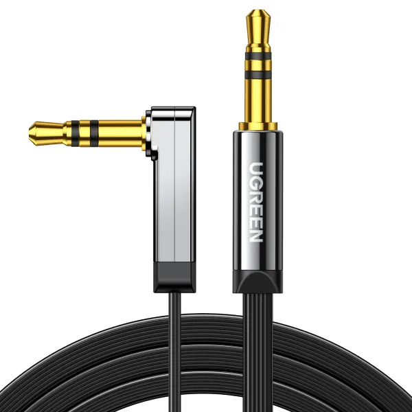 Ugreen AUX Kabel, Vinklad, 3.5mm, 2m - Silver