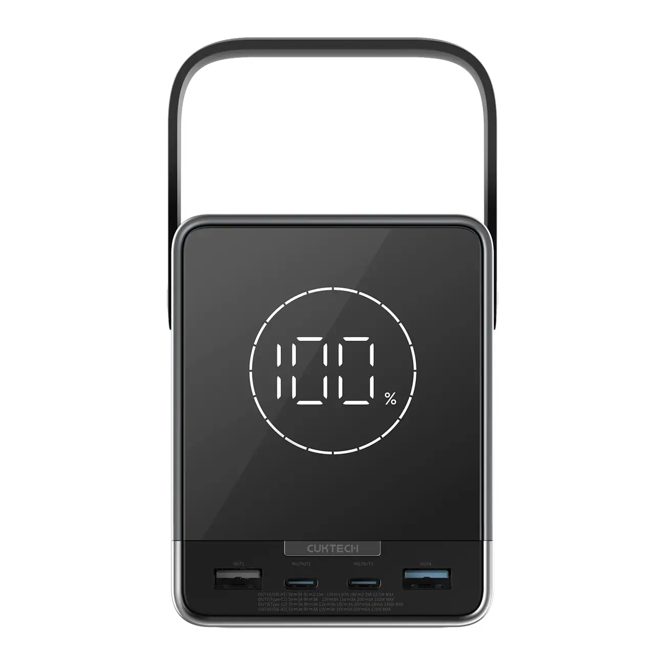 Cuktech Powerbank 300W 40000mAh med trådlös laddning 2x USB-C + 2x USB-A - Svart, bild 3