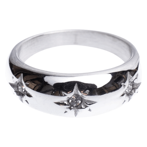 DARK Chunky Star Ring Crystals Str 2 Silver