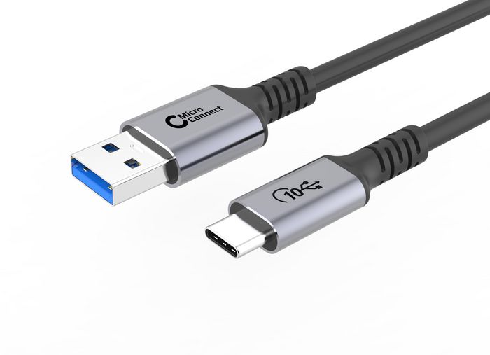 USB-kabel MicroConnect Premium USB-A till USB-C, 10Gbps, USB 3.2 Gen.2, 60W, 0,5m - Svart