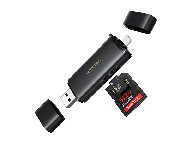 UGREEN 2-i-1 USB-C/USB-A minneskortläsare