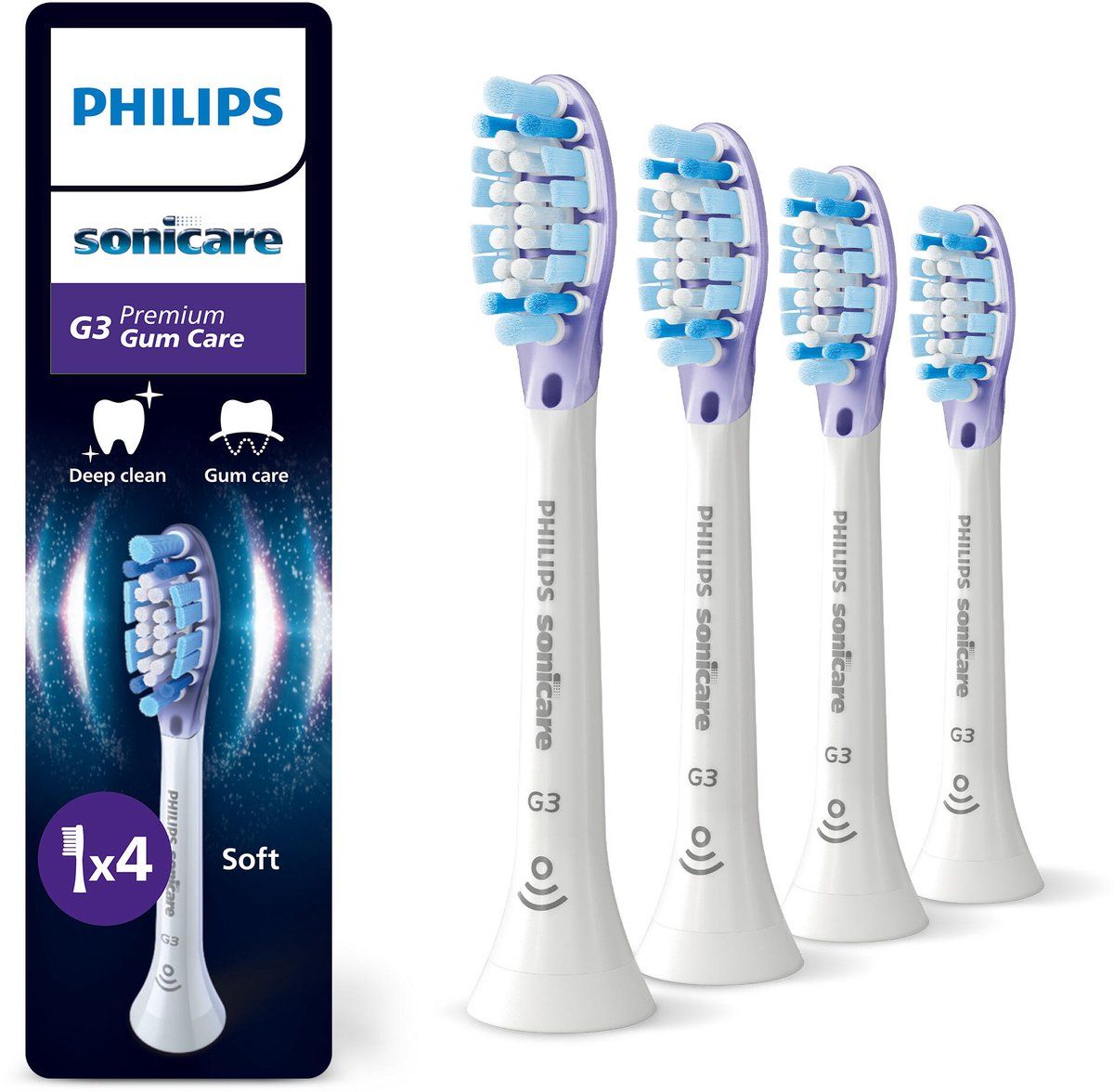 Philips Sonicare G3 Premium Gum Care tandborsthuvuden - vita - 4-pack, bild 2