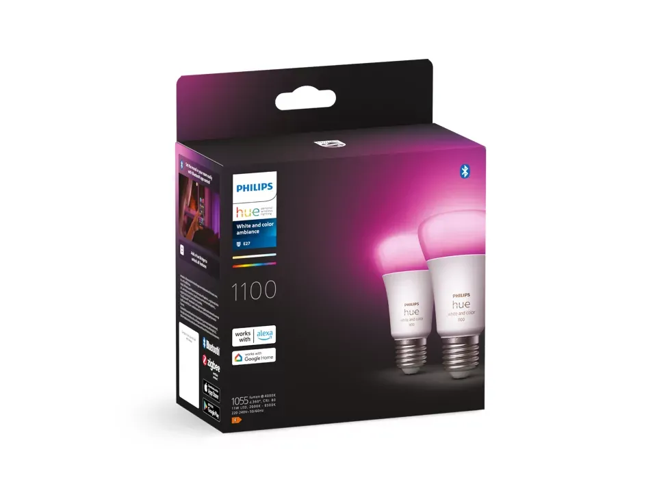 Philips Hue Color Ambiance Smart LED-lampa E27 1100 lm 2-pack