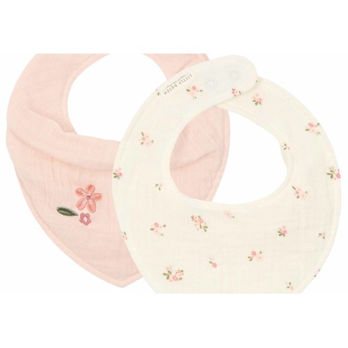 Little Dutch - Bandana Bib Muslin Set - Fairy Blossom & Blossom - White