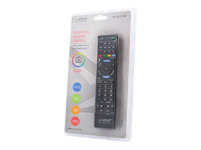 SAVIO RC-08 - Universell fjärrkontroll - infraröd - svart - för Sony KDL-32W655, 40W905, 42W654, 42W655, 42W656, 42W807, 46W905, 47W807, 50W656, 50W685