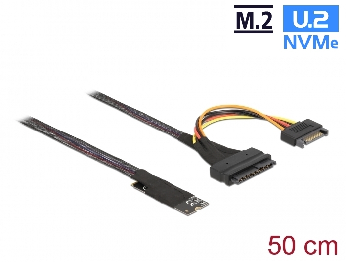 DeLOCK M.2 Key M till U.2 SFF-8639 NVMe-adapter med 50 cm kabel, bild 3