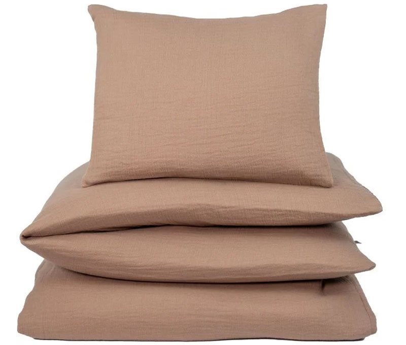 NG Baby påslakanset muslin brown, spjälsäng