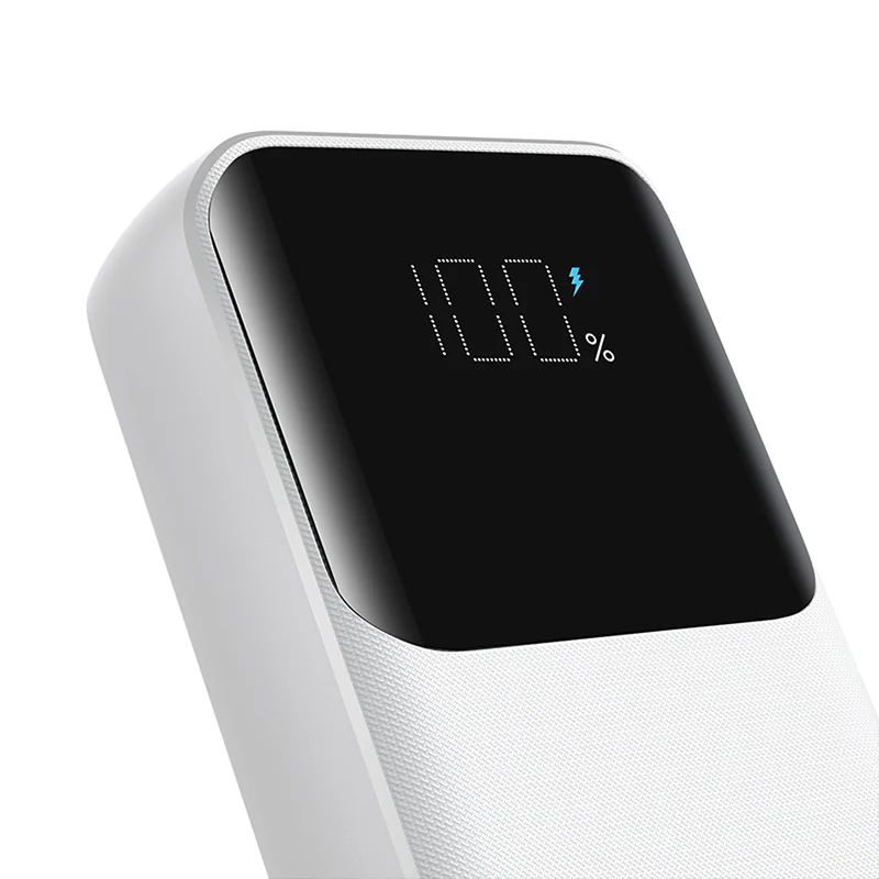 Joyroom 30W 10000mAh mini Power Bank med inbyggda kablar, USB-A & USB-C - Vit