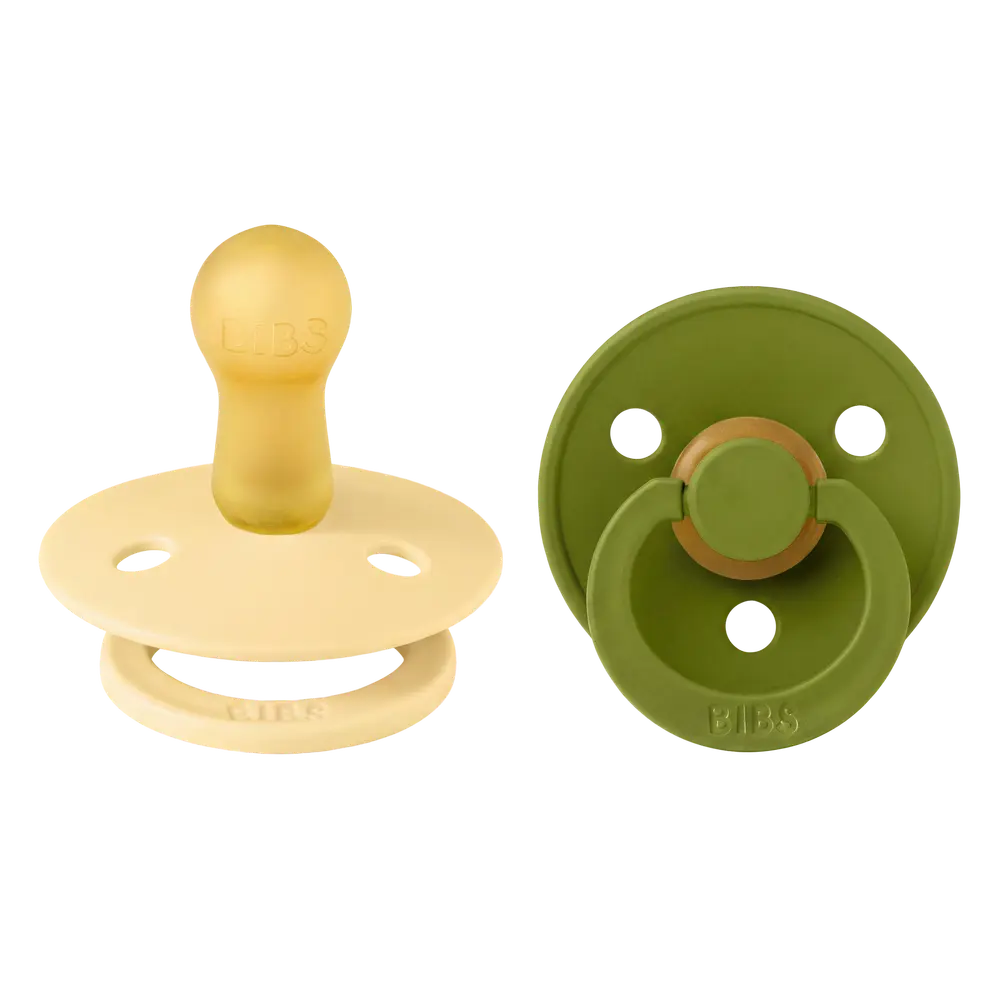BIBS Pacifier Colour Latex Pale Butter/Wasabi Size 2 2pcs