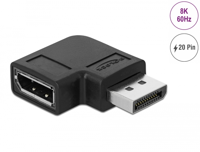 Adapter DisplayPort hane till Displayport hona, vinklad 90° höger, 8K@60Hz, bild 3