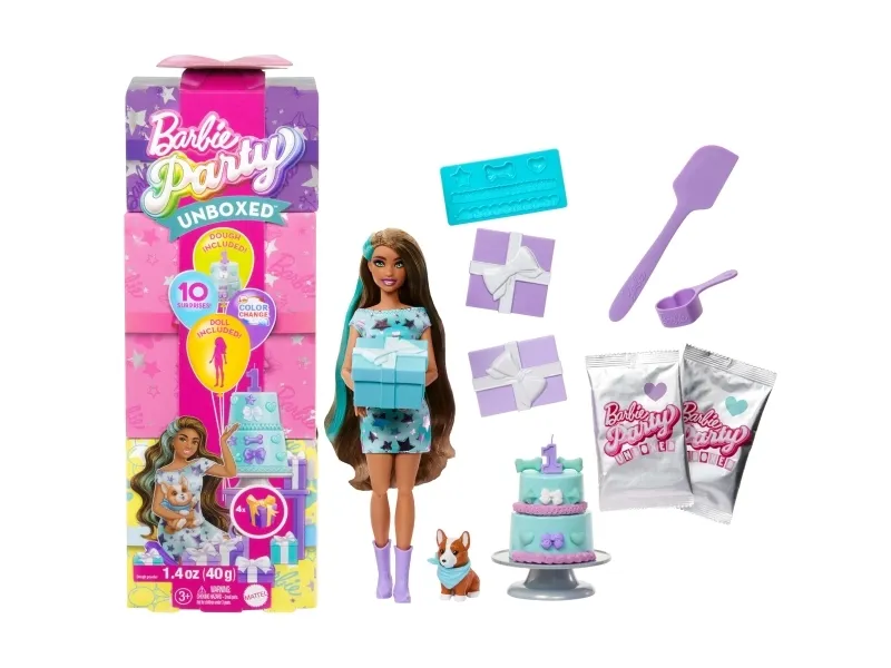 Barbie Party Unboxed - Brunett docka