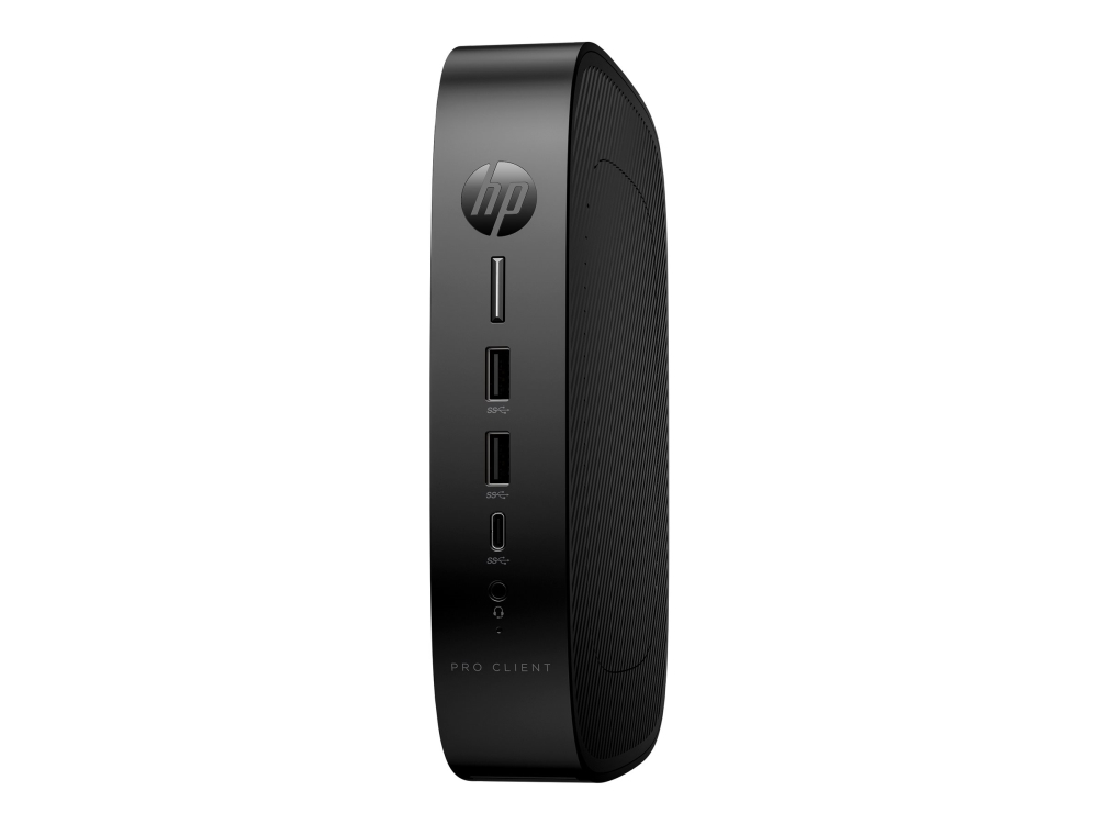 HP Pro t550 - Tunn klient - USFF 1 x Celeron J6412 / upp till 2.6 GHz - RAM 4 GB - flash 32 GB - eMMC - UHD Graphics - Gigabit Ethernet, Bluetooth 5.2, IEEE 802.11ax (Wi-Fi 6) - IGEL OS - skärm: ingen - tangentbord: tysk