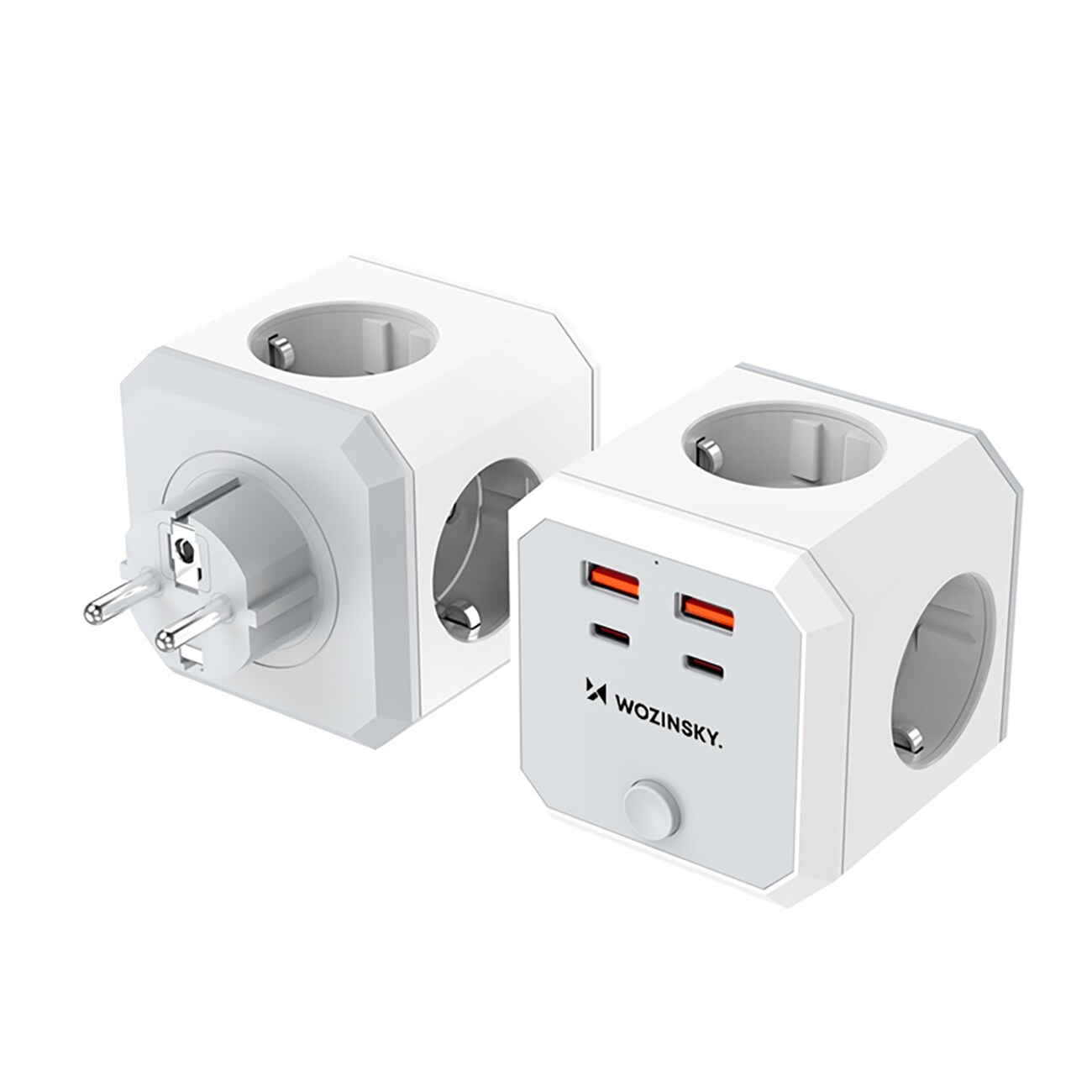 Wozinsky WKZ-4B Power Cube 3x växelström, 2x USB-A, 2x USB-C PD 20 W, 4000 W – Vit, bild 2