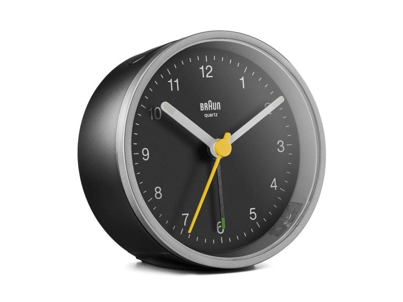 Braun BC12SB, Quartz-väckarklocka, Rund, Svart, Silver, 12 timmar, Ringklocka, Batteri