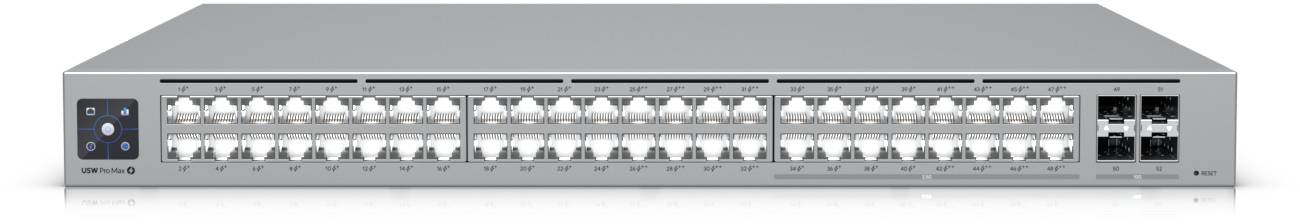 Ubiquiti UniFi USW Pro Max 48 PoE, 8x2.5GbE PoE++, 8x2.5GbE PoE+, 24xGbE PoE+, 8xGbE PoE++, 4x10GbE SFP+, Layer3, 720W, Etherlighting, bild 3