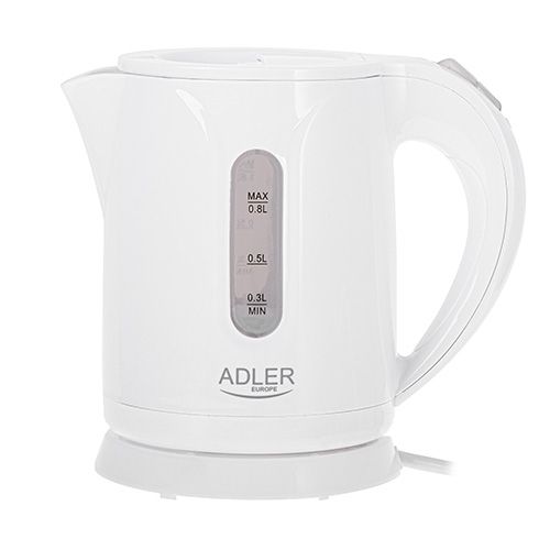 Adler AD 1371W, 0,8 l, 800 W, Vit, Plast, Vattennivå indikator, Sladdlös