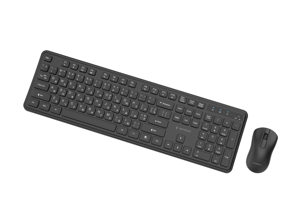 Gembird Slim Pro Business - Sats med tangentbord och mus - full size - trådlös - 2.4 GHz - Cyrillic - svart