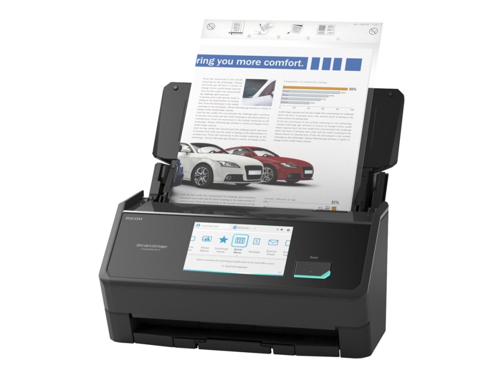 Ricoh ScanSnap iX2500 - Dokumentskanner - Dubbel CIS - Duplex - 279 x 432mm - 600 dpi x 600 dpi - upp till 45 sidor/minut (mono) / upp till 45 sidor/minut (färg) - ADM (100 ark) - USB 3.2 Gen 1x1, Wi-Fi(ax), Bluetooth 5.2
