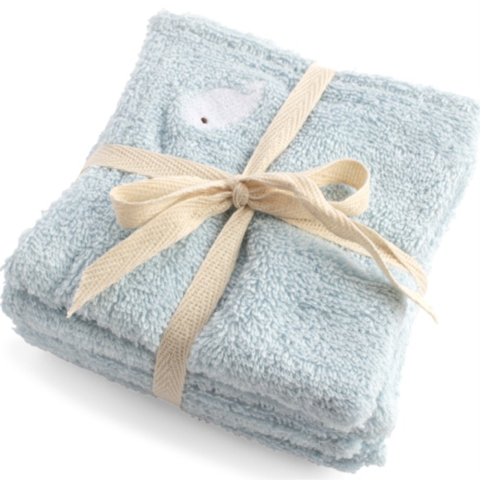 FILIBABBA Tvättlappar Broderad val 27x27cm GOTS 4-pack
