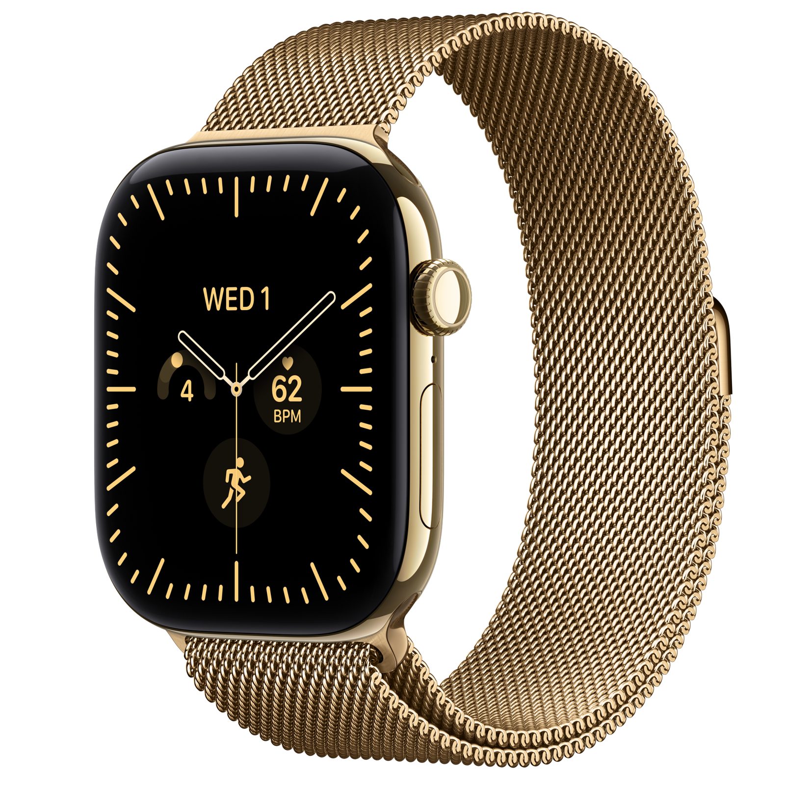Apple Watch Series 12 GPS + Cellular 46 mm skinande guld titan, skinande guld Milanesisk loop - S/M