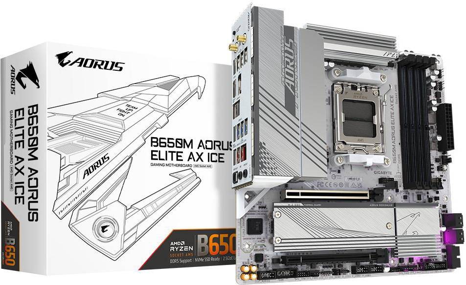 Gigabyte B650M AORUS Elite AX ICE moderkort, bild 3