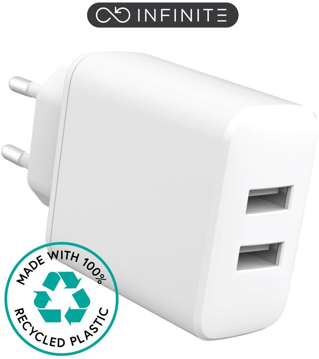 Väggladdare eSTUFF INFINITE 230V till 2xUSB-A, 24W - Vit, bild 3