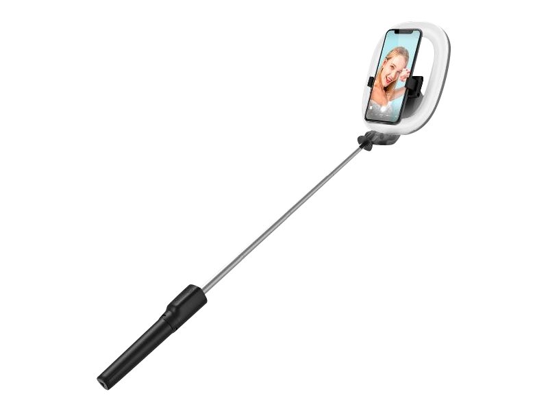 Celly CLICKRINGBT ringlampa med stativ/selfiepinne, svart