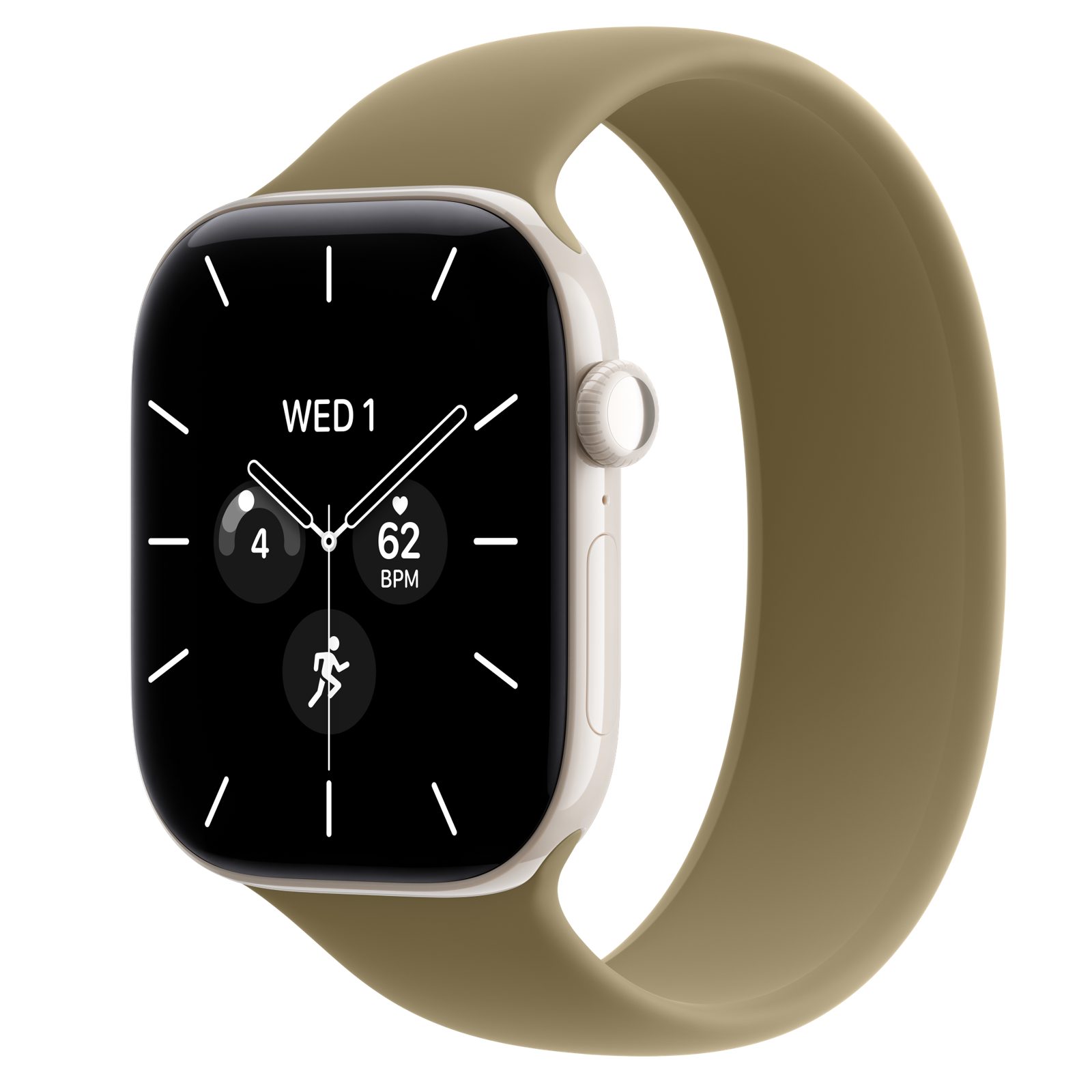 Apple Watch Series 12 (GPS + Cellular) • Keramikboett pärlvit, 46 mm • Sololoop oliv