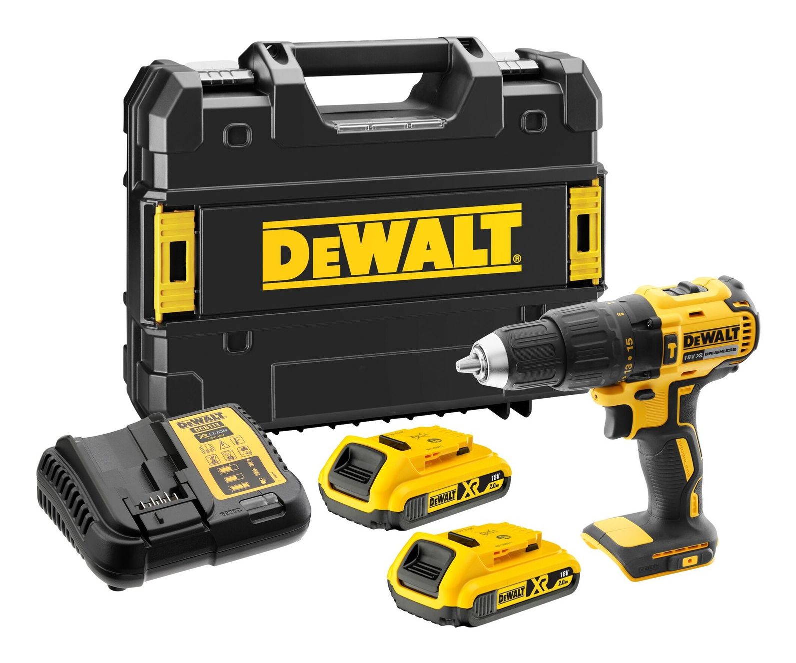 DeWALT DCD778D2T-QW borrskruvdragare 18 V 65 N·m, 2 x 2 Ah-batterier