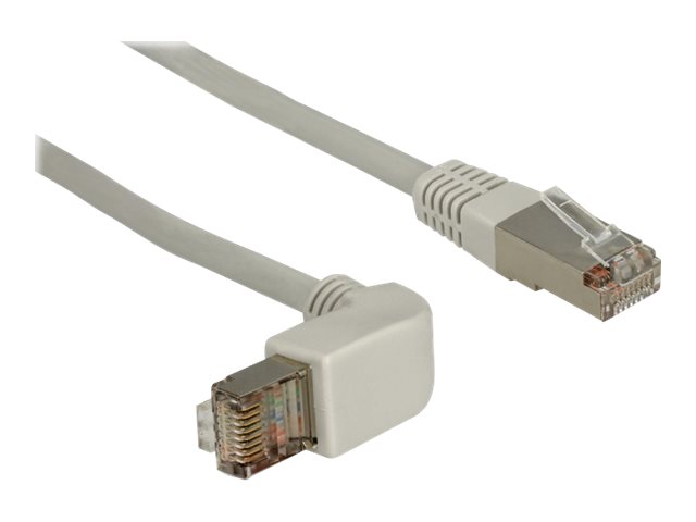 Delock RJ45 nätverkskabel Cat.5e SF/UTP, 90° vinklad uppåt/rak, 0,5 m – grå
